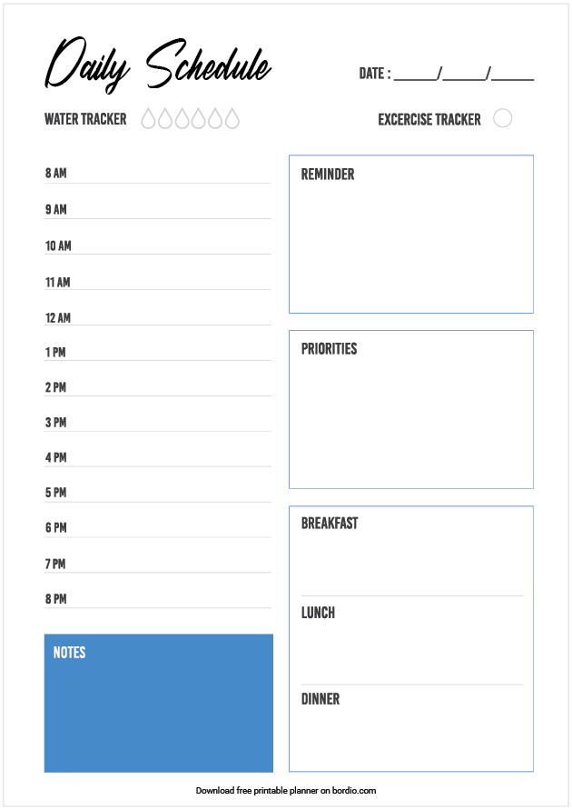 Daily Schedule Template Free Printable Pdf Printable Free Templates