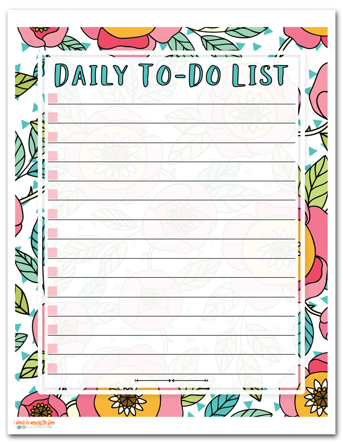 Daily Things To Do List Free Printable