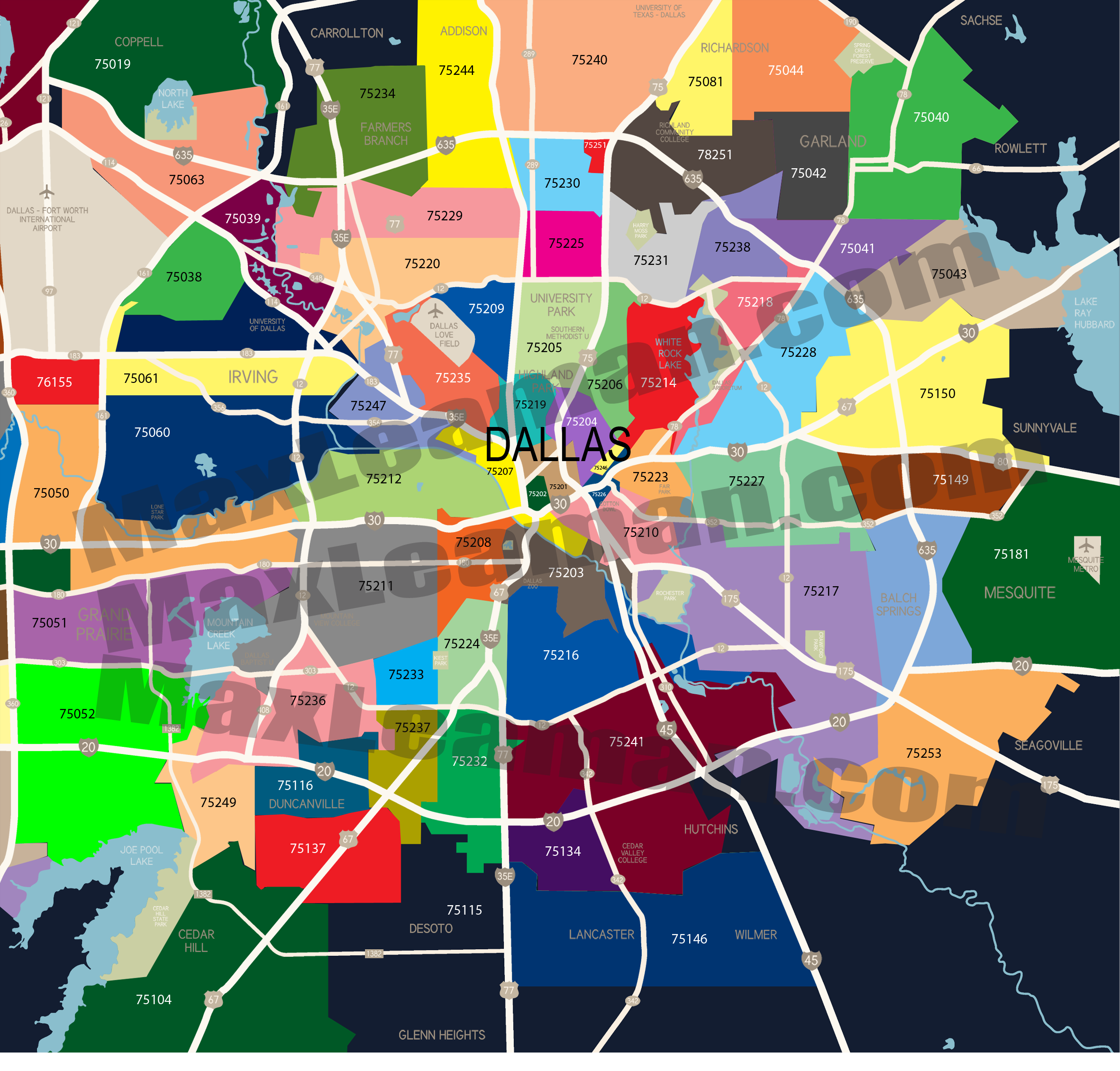 Dallas Zipcode Map Free Zip Code Map Dallas Zip Code Map