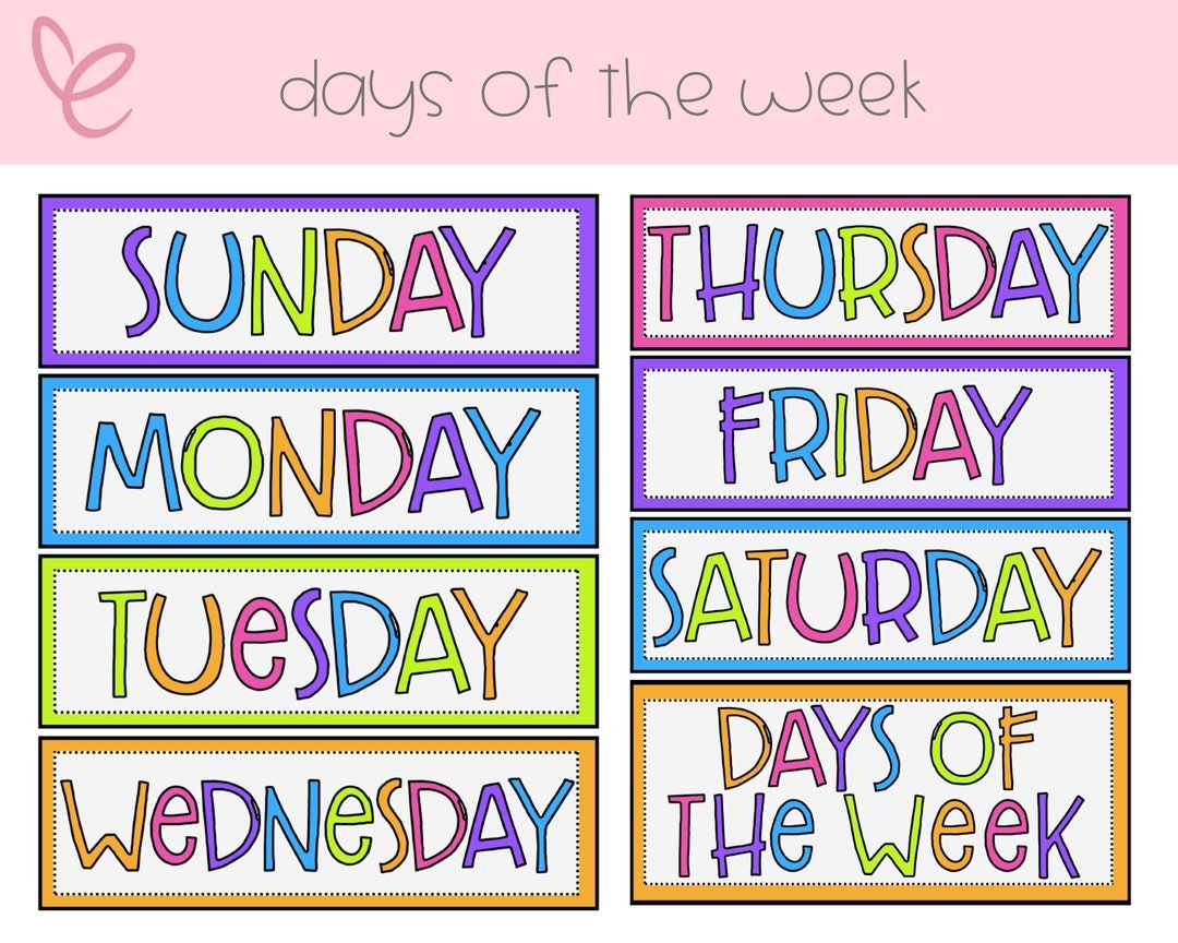 Days Of The Week Days Of The Week Printable Days Of The Week Chart Days 