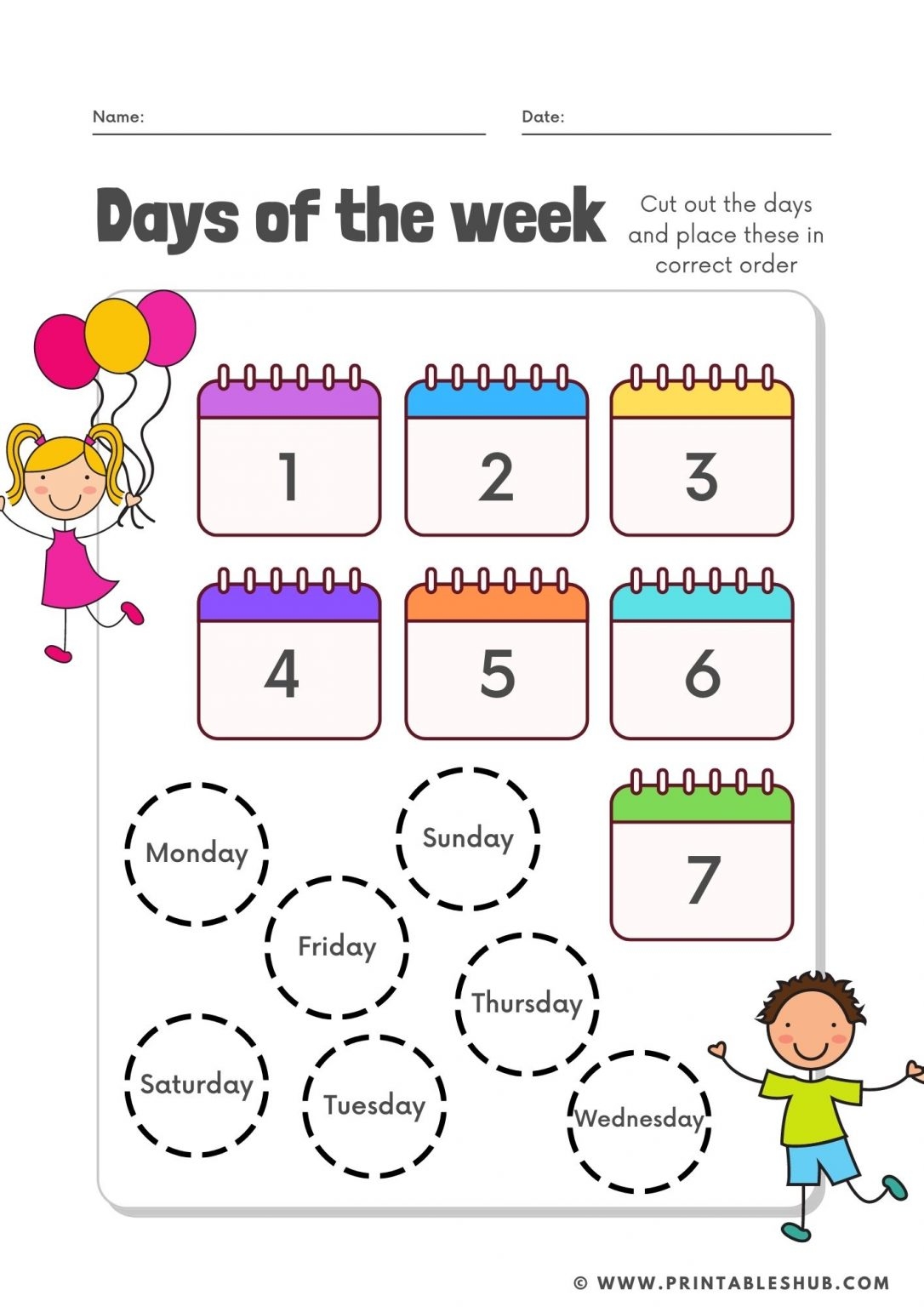 Days Of The Week Printables