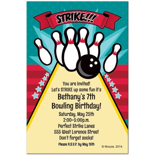 Dinywageman Free Printable Bowling Birthday Party Invitations
