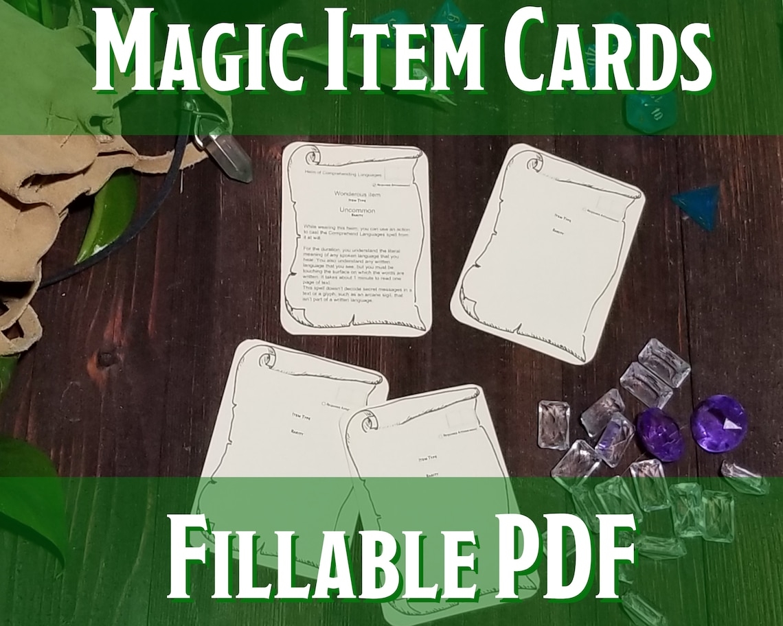 Dnd 5e Printable Magic Item Cards
