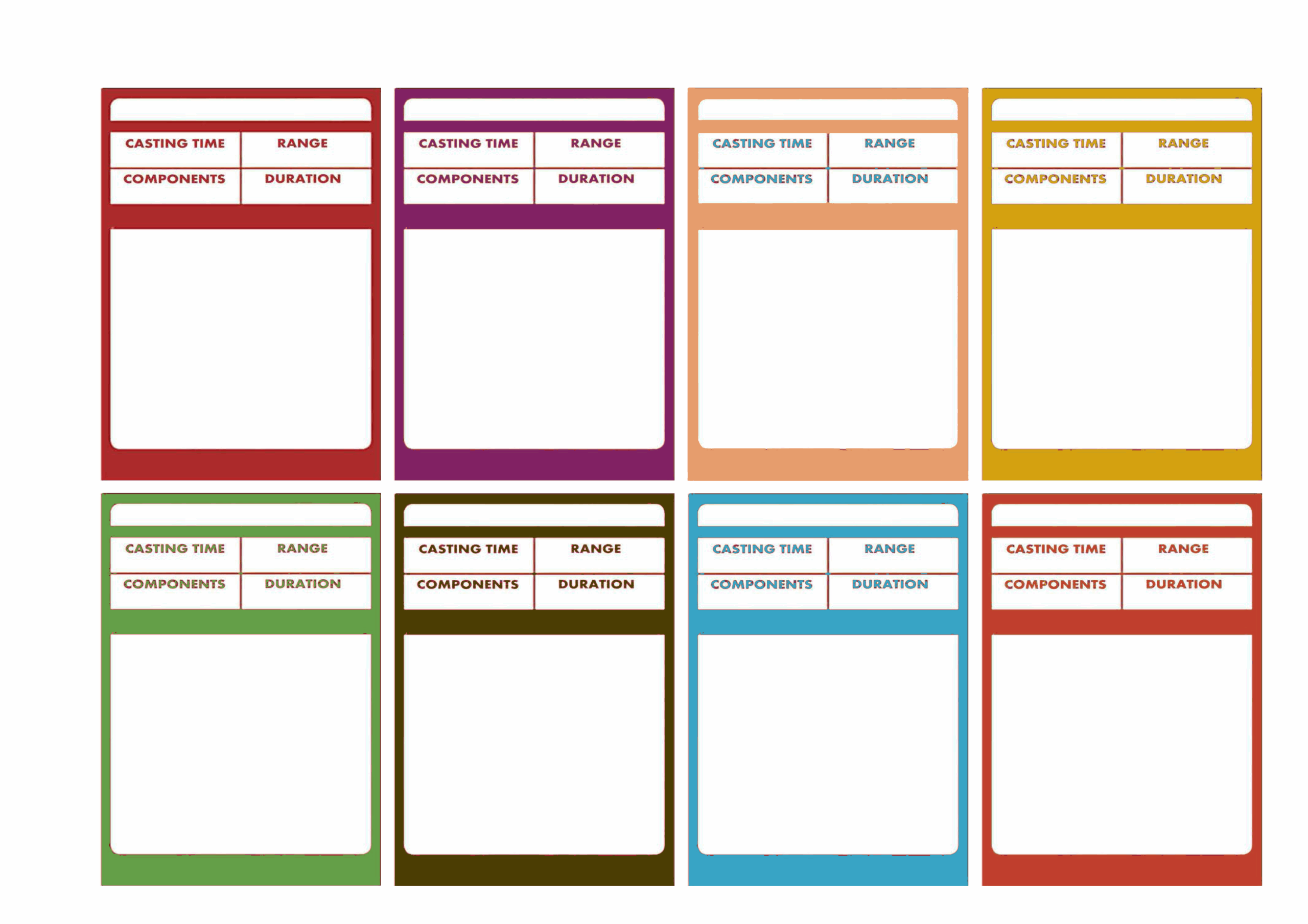 Dnd Printable Spell Cards