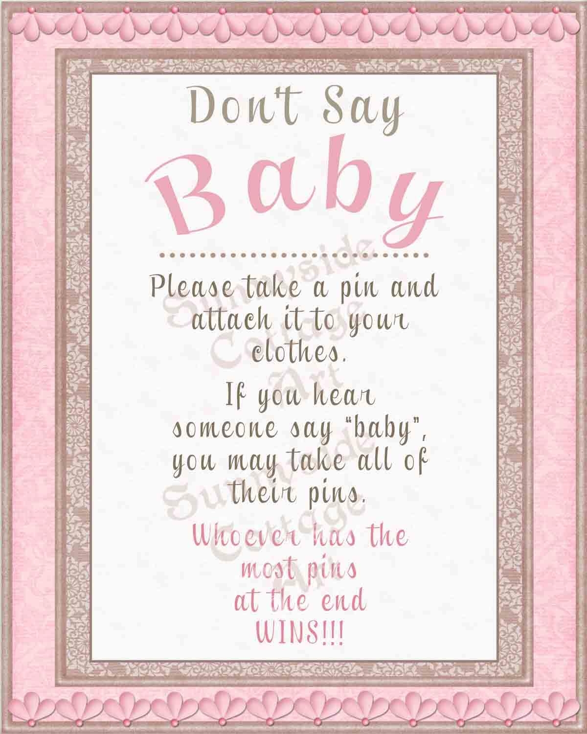 Don 39 t Say Baby Game Printable Baby Shower By SunnysideCottageArt