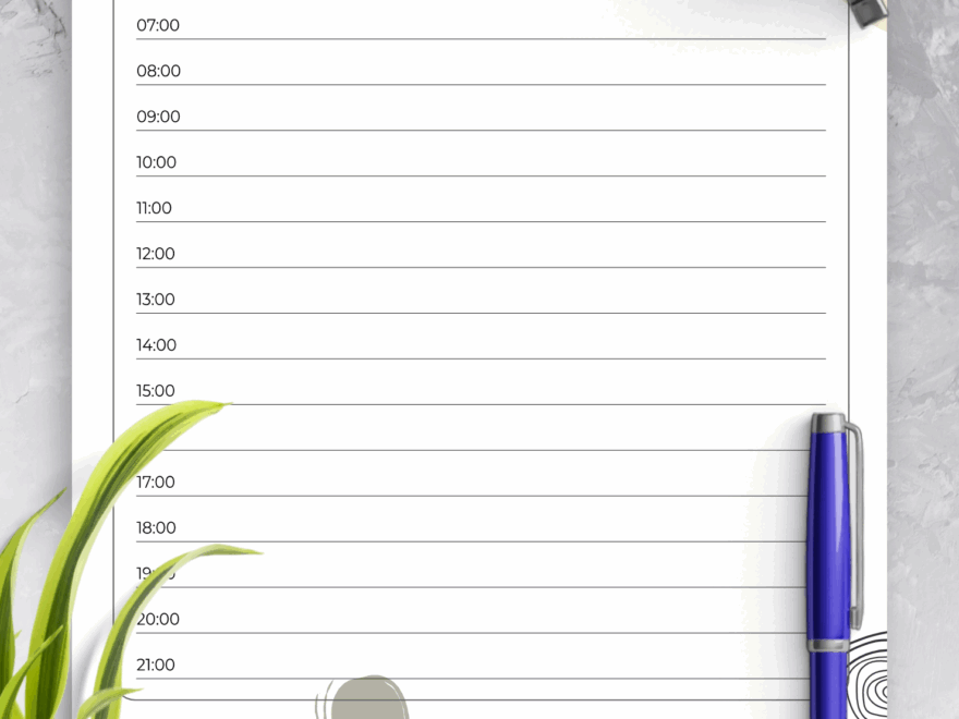 Download Printable Daily Planner With Time Slots Template PDF