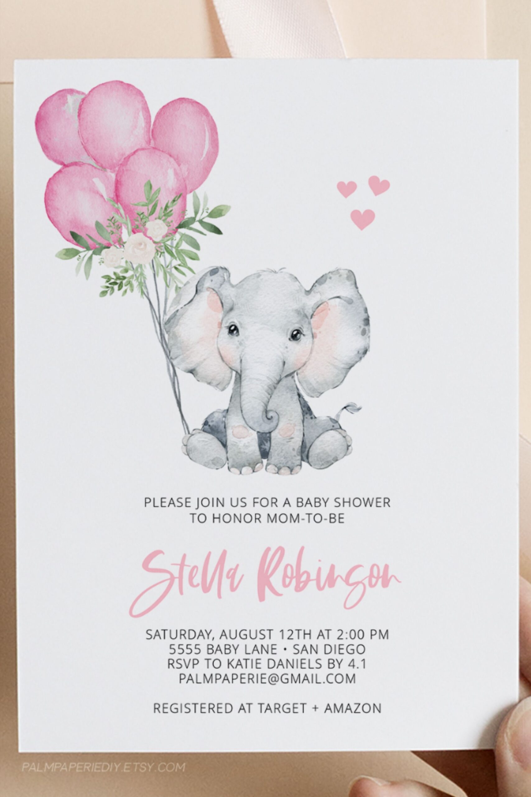 Downloadable Pink Elephant Baby Shower Free Printables Pink Elephant