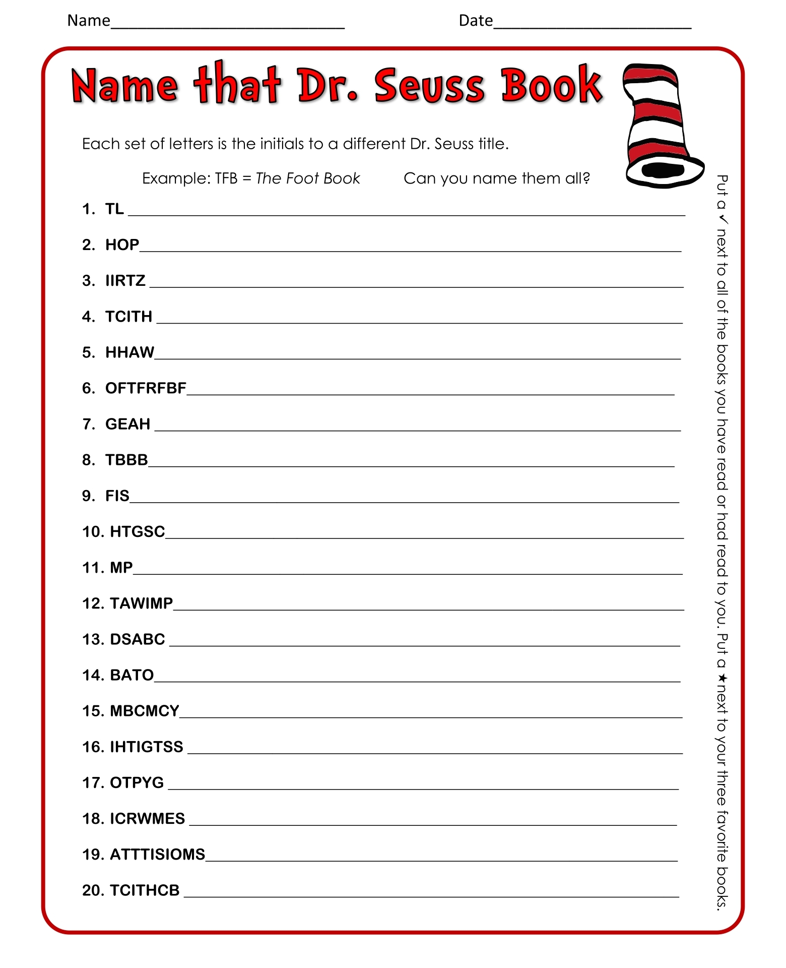 Dr Seuss Alphabet 10 Free PDF Printables Printablee