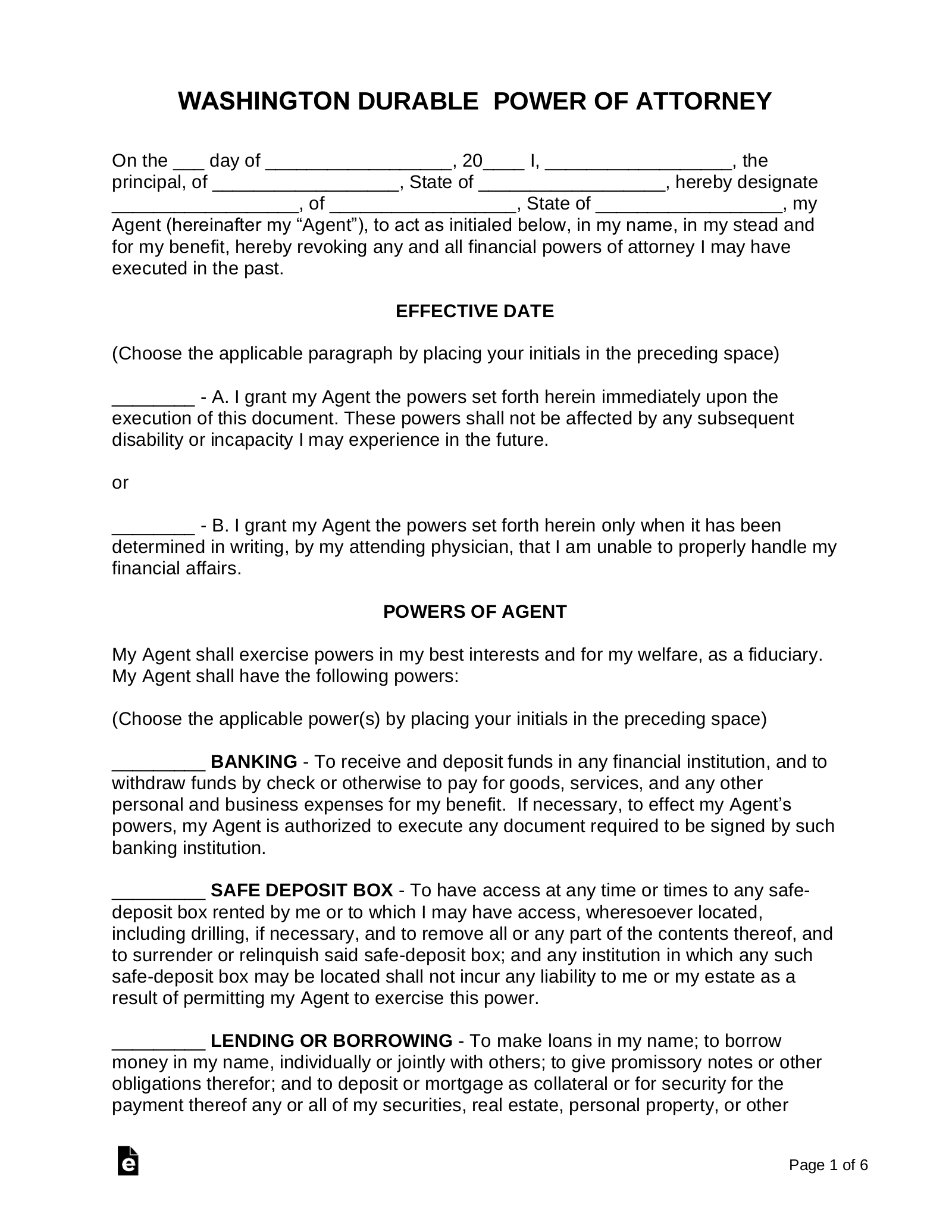 Free Printable Durable Power Of Attorney Form