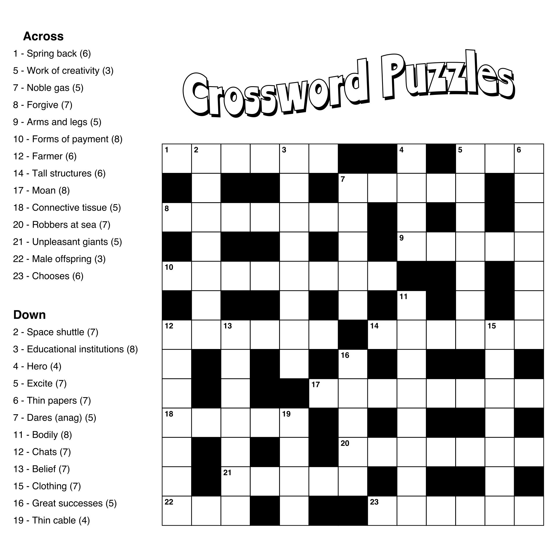 Free Easy Printable Crossword Puzzles For Adults