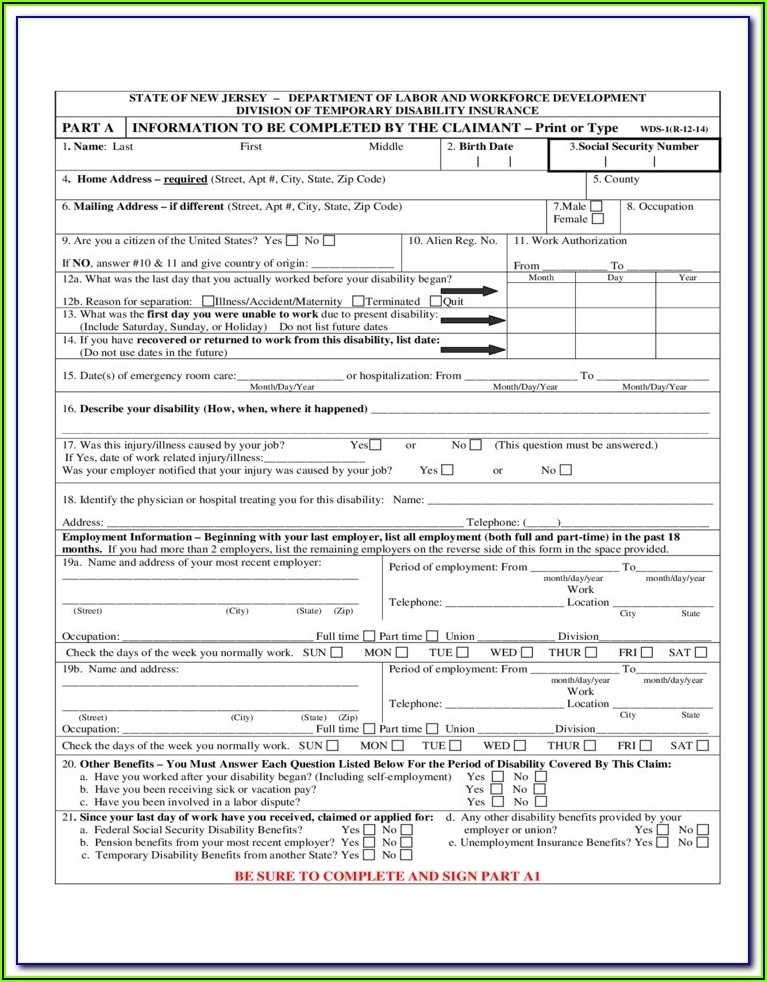 Printable De 2501 Claim Form