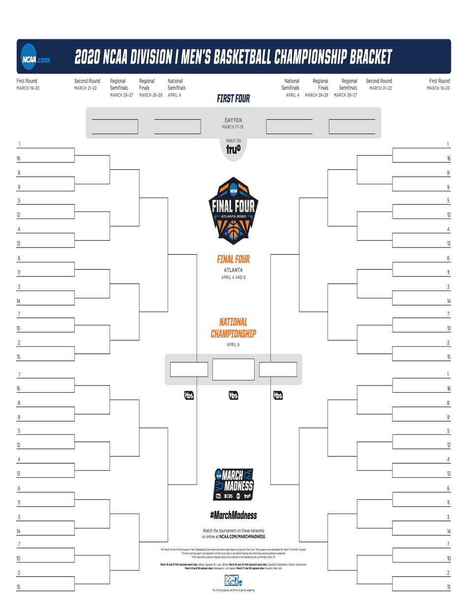 Edit Document NCaa Basketball Championship Bracket Form And Keep Things 