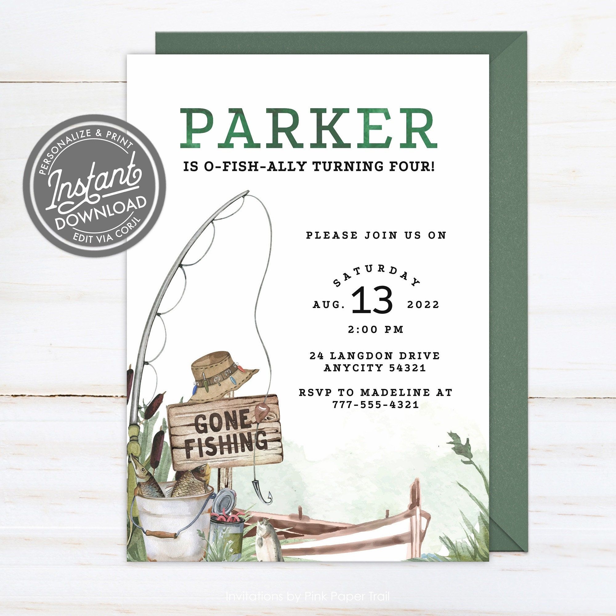 EDITABLE Fishing Birthday Invitation Template O fish ally The Etsy 
