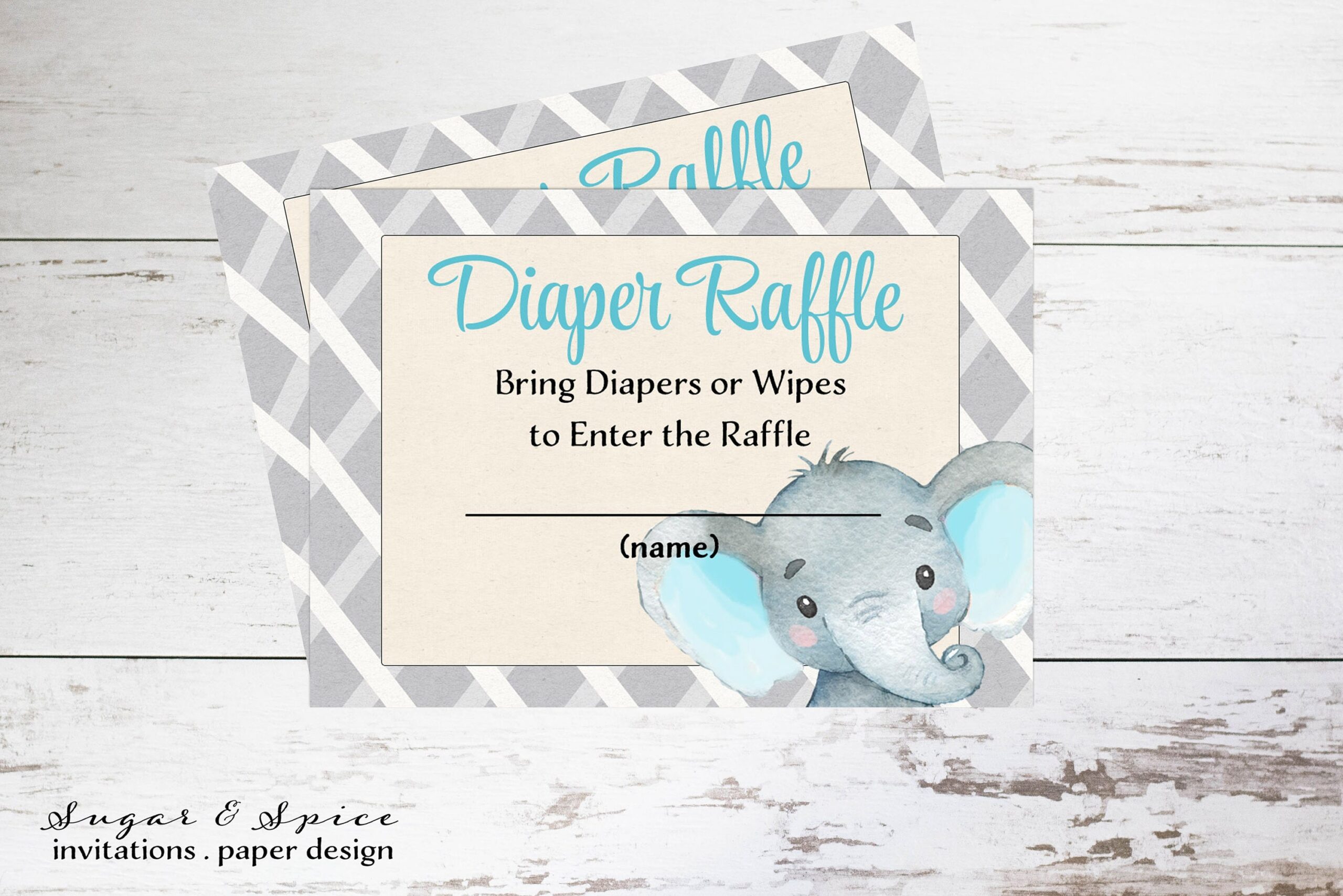 Free Printable Diaper Raffle Tickets Elephant