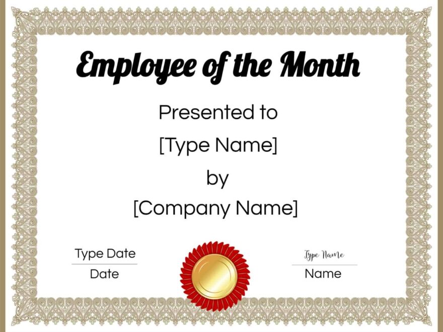 Employee Of The Month Certificate Template Customize Online