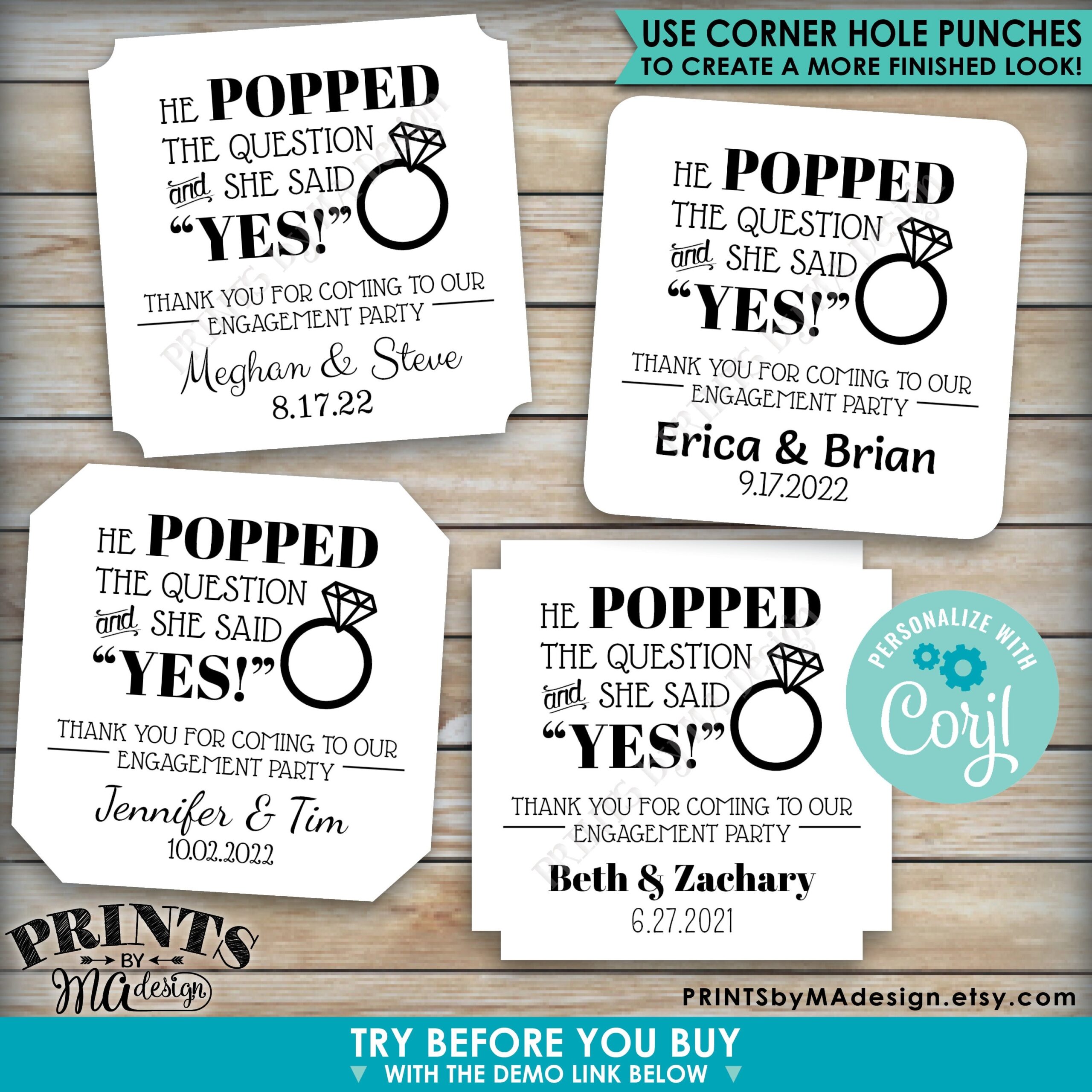 Engagement Party Tags He Popped The Question She Said Yes Custom 2 