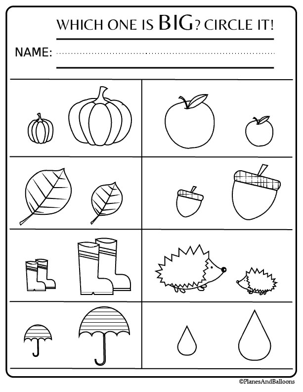 Fall Worksheets For Preschool FREE Printable Planes Balloons 