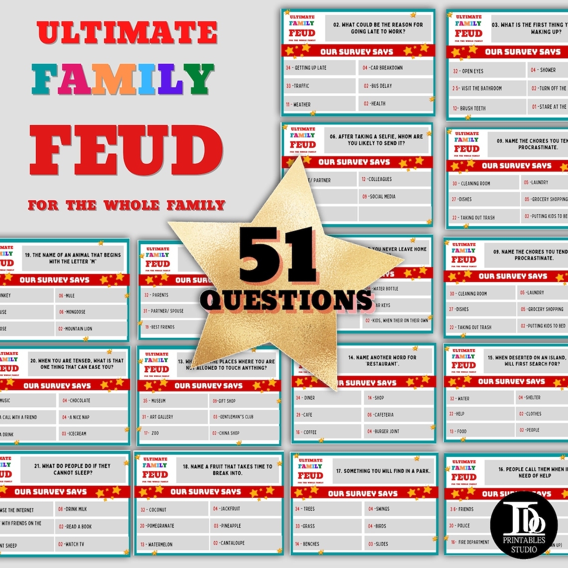 Family Feud Printable Questions And Answers