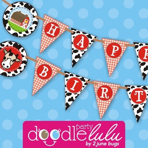 Farm Birthday Party Banner Farm Birthday Party Decorations Barnyard 