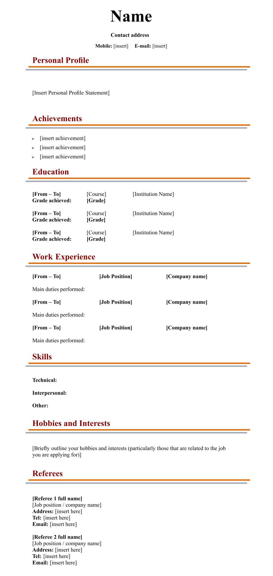 Fill In Blank Resume 10 Free PDF Printables Printablee