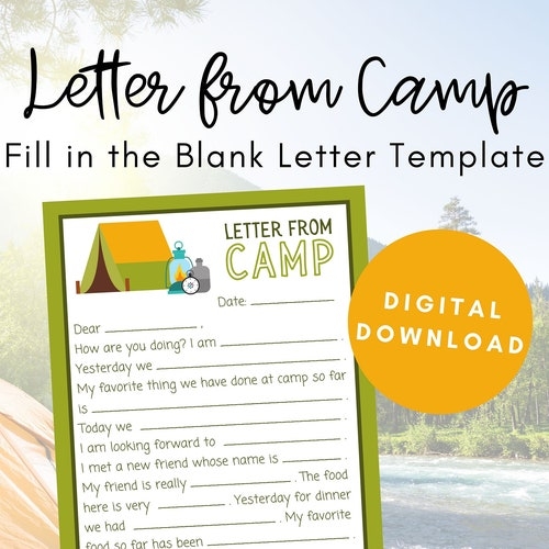 Fill In The Blank Camp Letter Printable Letter Camp Letter Etsy