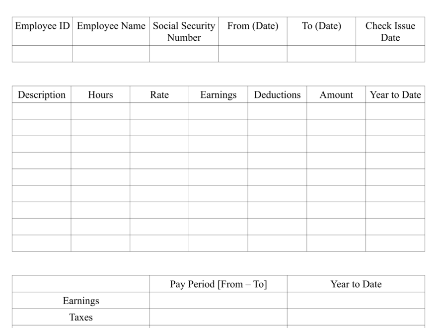Fillable Pay Stub Forms Printable Forms Free Online