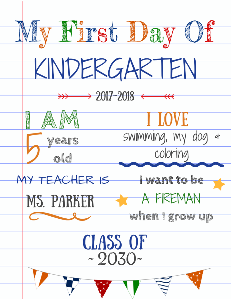 First Day Of Kindergarten Printables