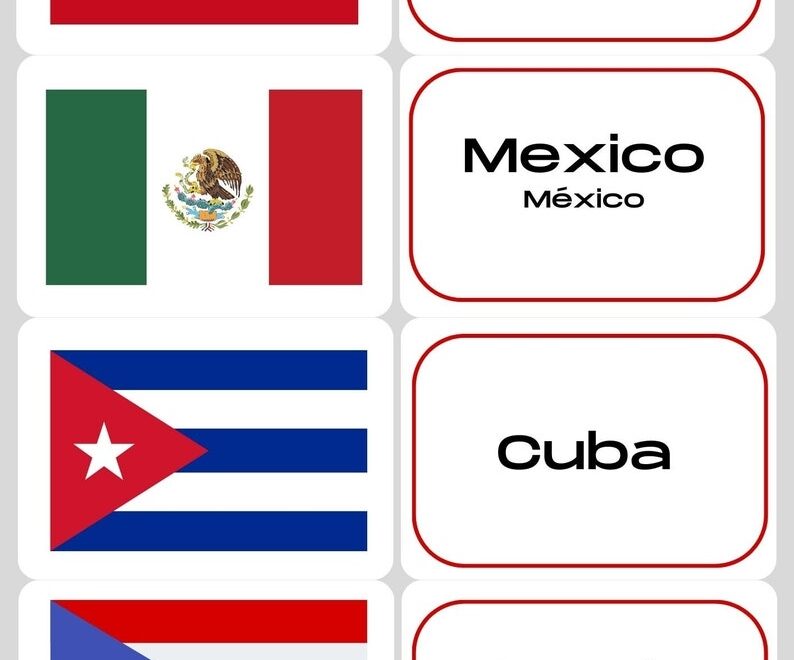 Flags Of 21 Spanish speaking Countries Printable Flashcards PDF Etsy