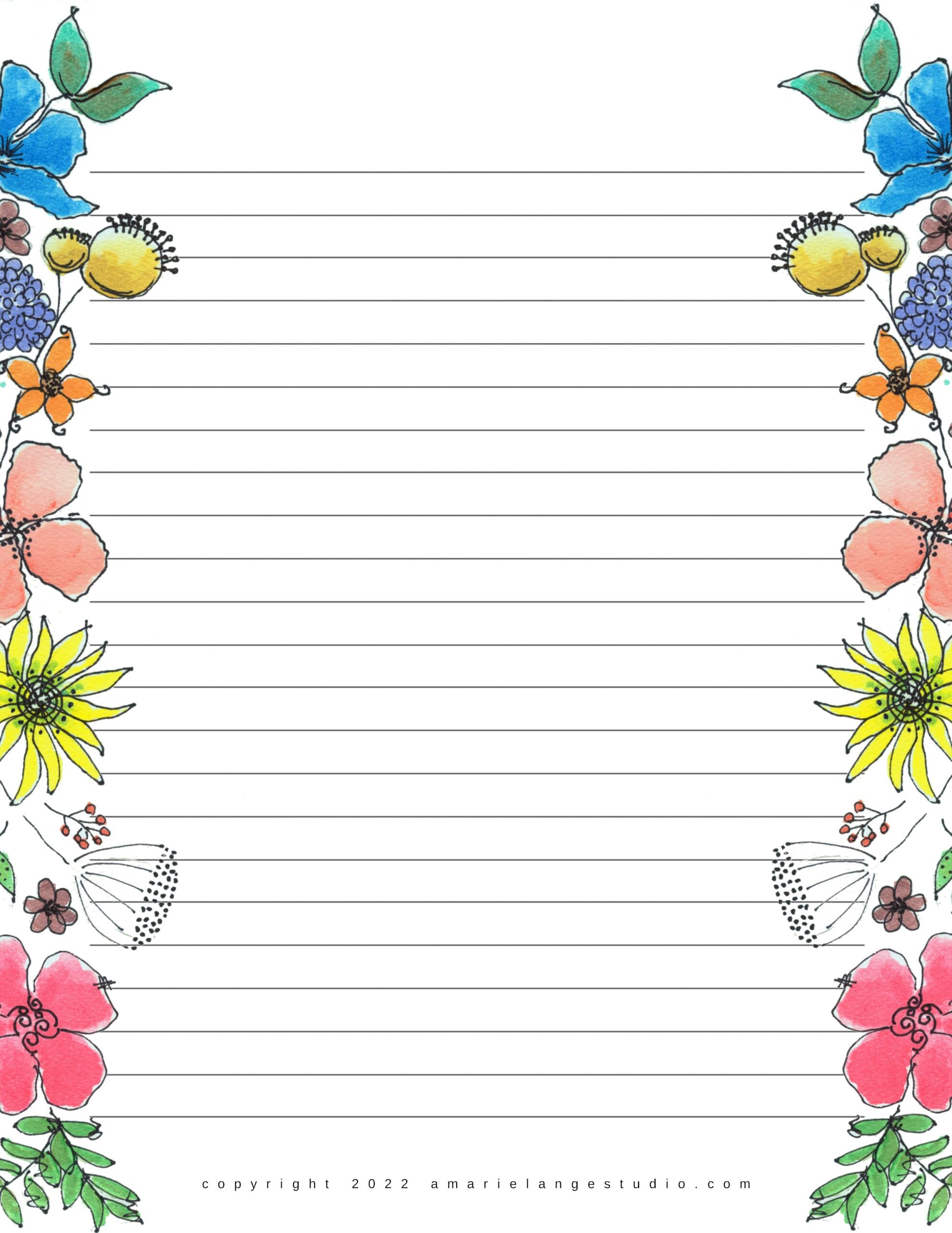 Floral Free Printable Stationery Borders With Envelope Liner Free 
