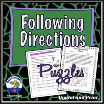 Following Directions Puzzles Beginning Of Year Activity W Distance 