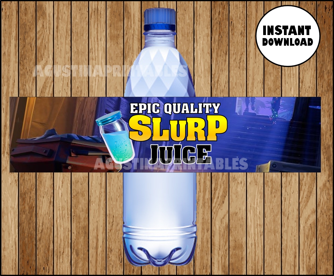 Fortnite Birthday SLURP JUICE Printable Bottle Wraps Water Labels 