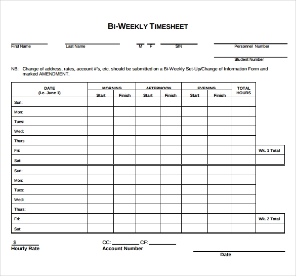 FREE 10 Sample Biweekly Timesheet Templates In Google Docs Google 