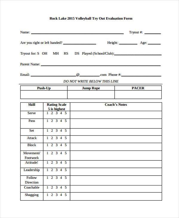FREE 12 Volleyball Evaluation Form Samples PDF MS Word Google Docs