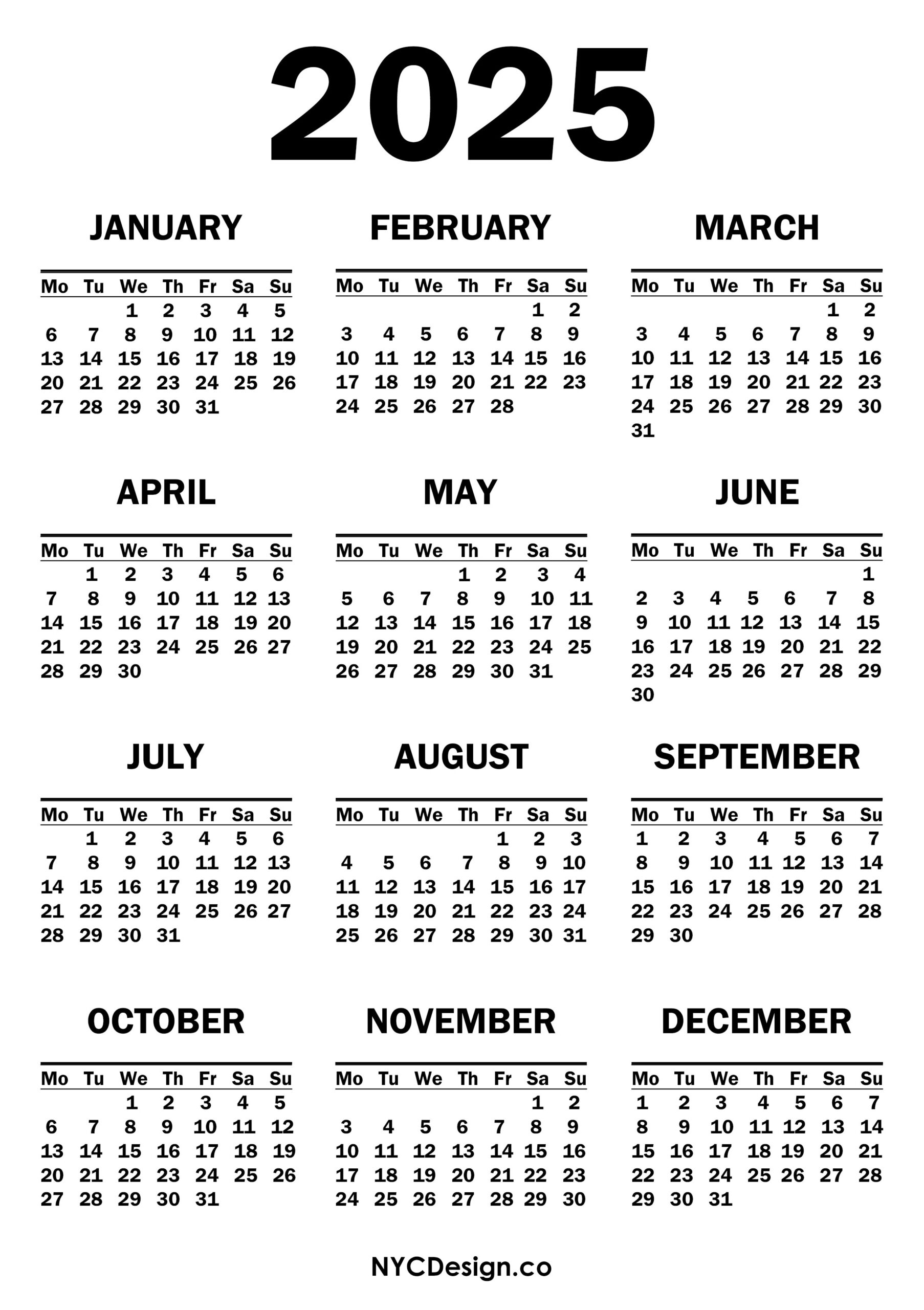 Free 2025 Monthly Calendar Pdf Free Printable Calendar Emma Haenke