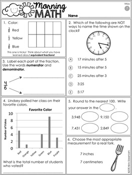Free Printable Morning Work For 3Rd Grade