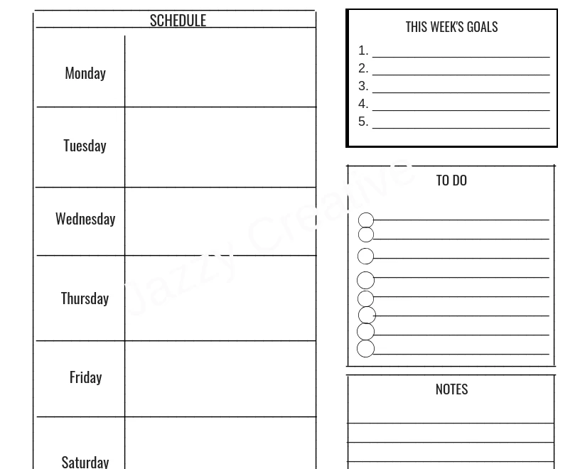 Free Black And White Planner Printables Printable Templates
