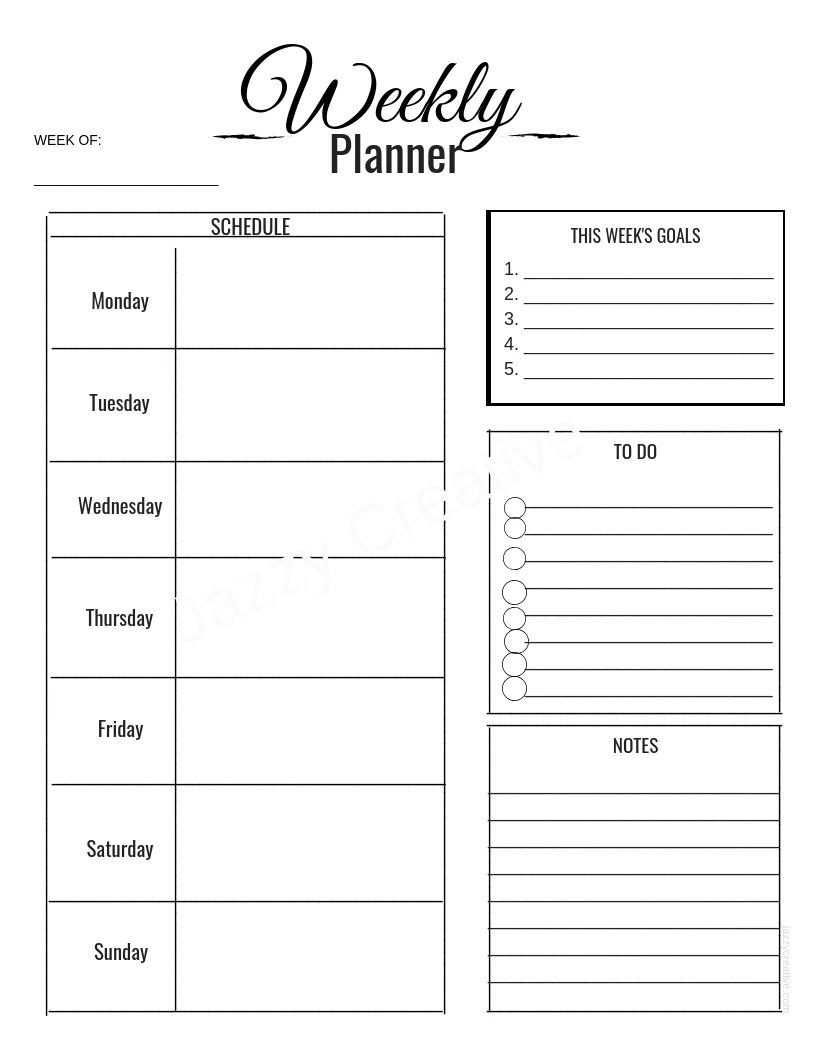 Free Black And White Planner Printables Printable Templates