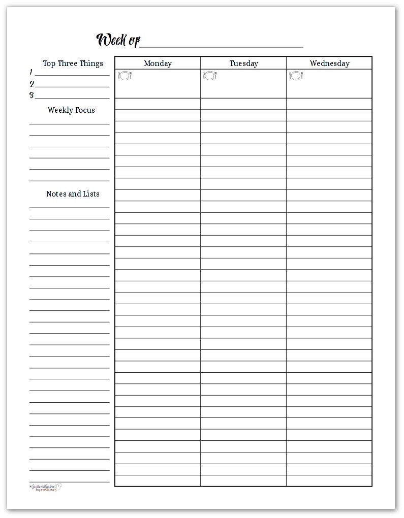 Free Black And White Weekly Planner Printables