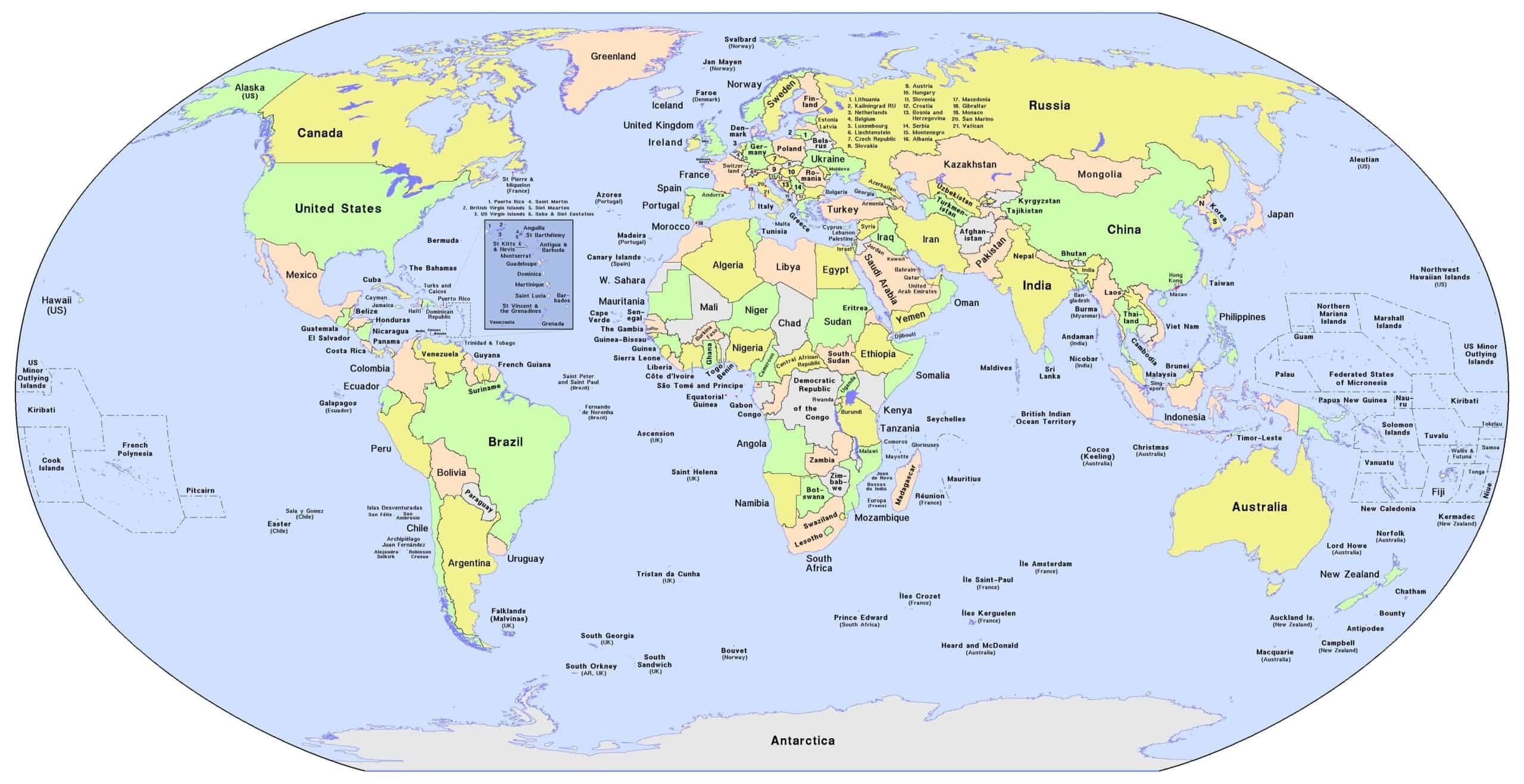 Free Printable Map Of The World