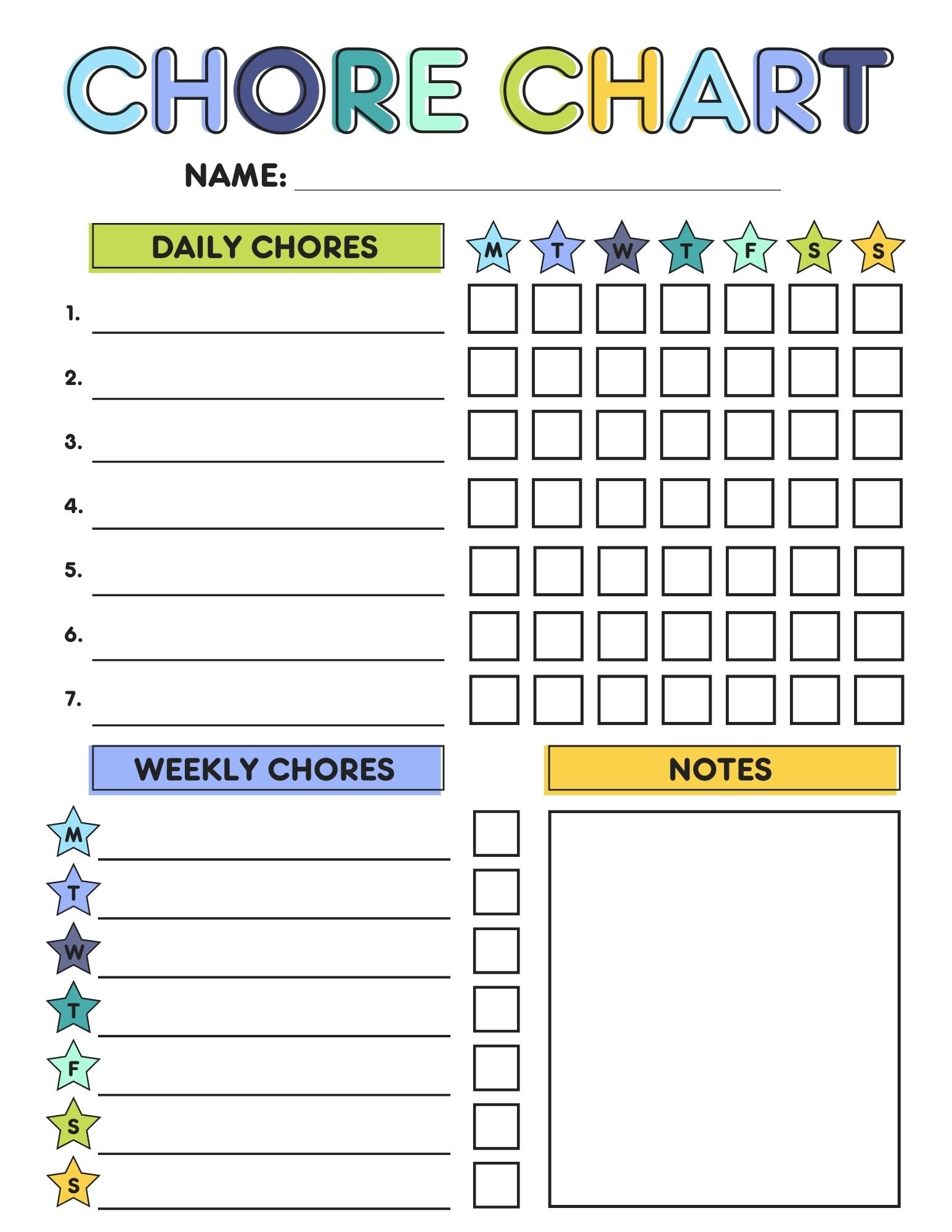 Free Chore Charts For Kids Printable Image To U