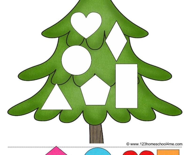 FREE Christmas Cut And Paste Shapes Worksheet