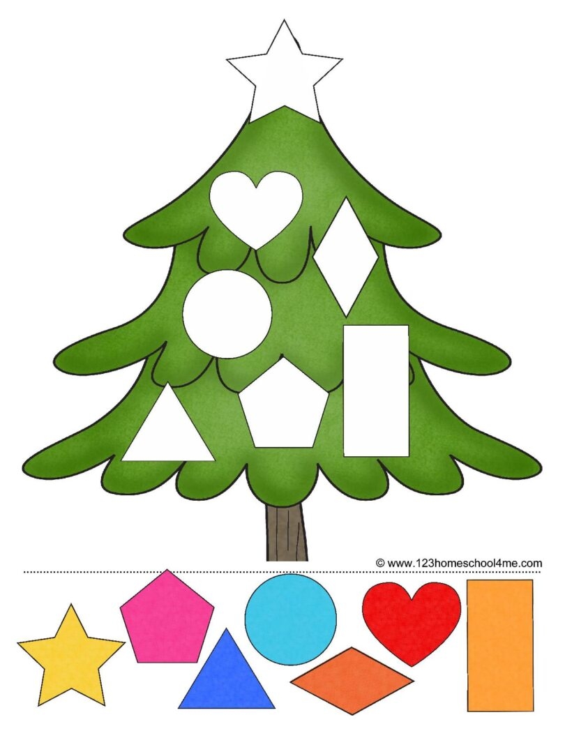  FREE Christmas Cut And Paste Shapes Worksheet
