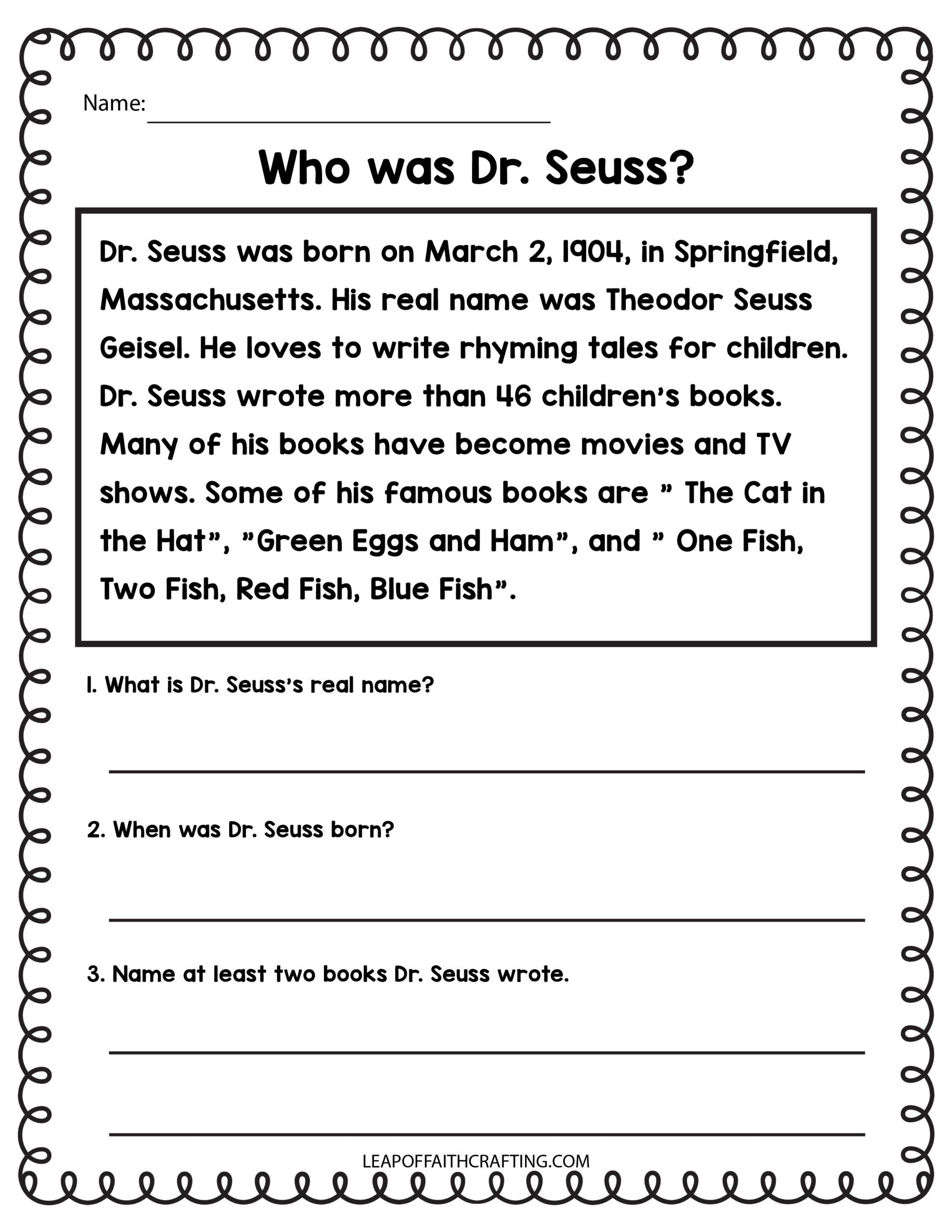Free Dr Seuss Worksheets And Printables For Kids Dr Seuss