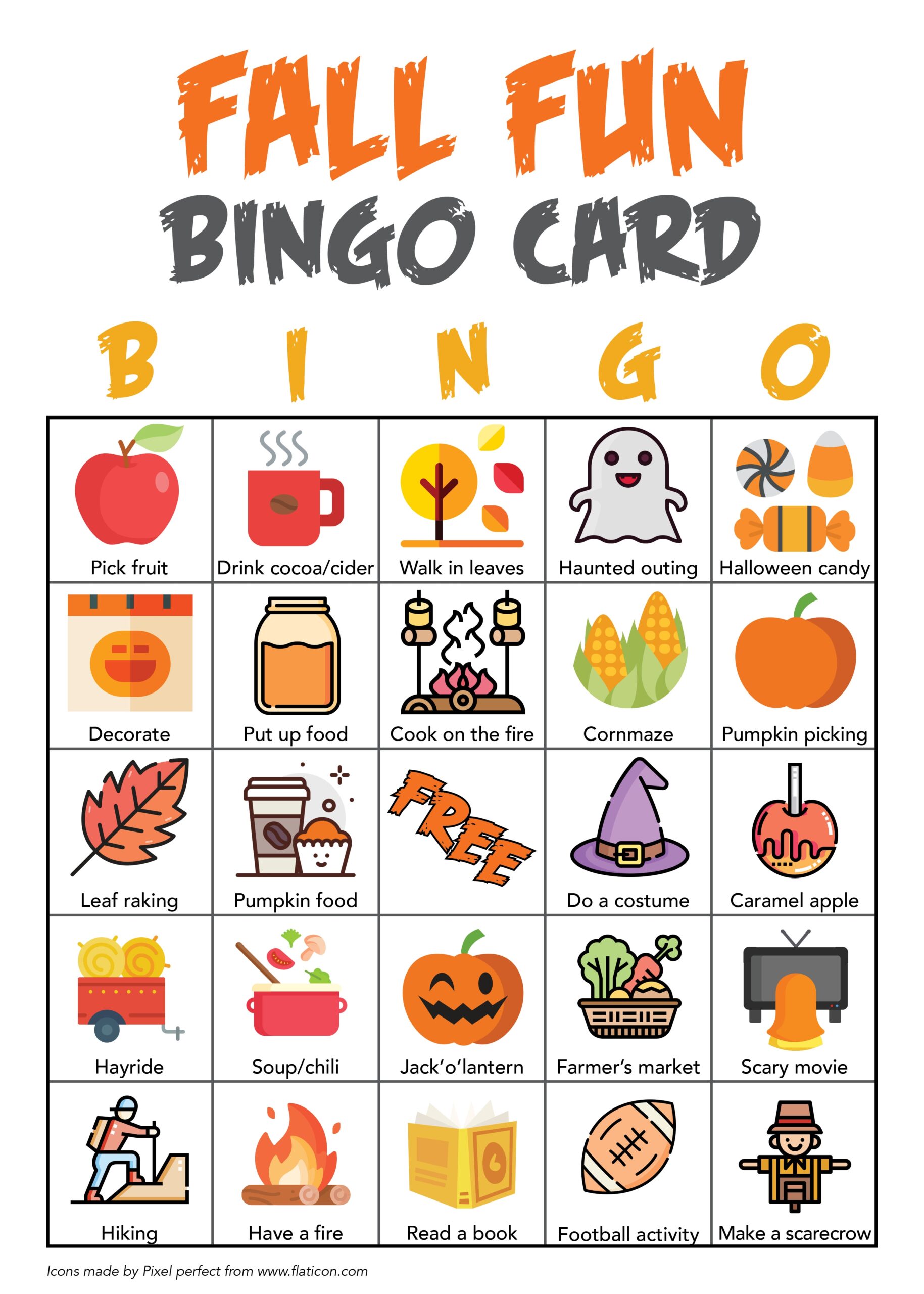 Free Fall Bingo Printables