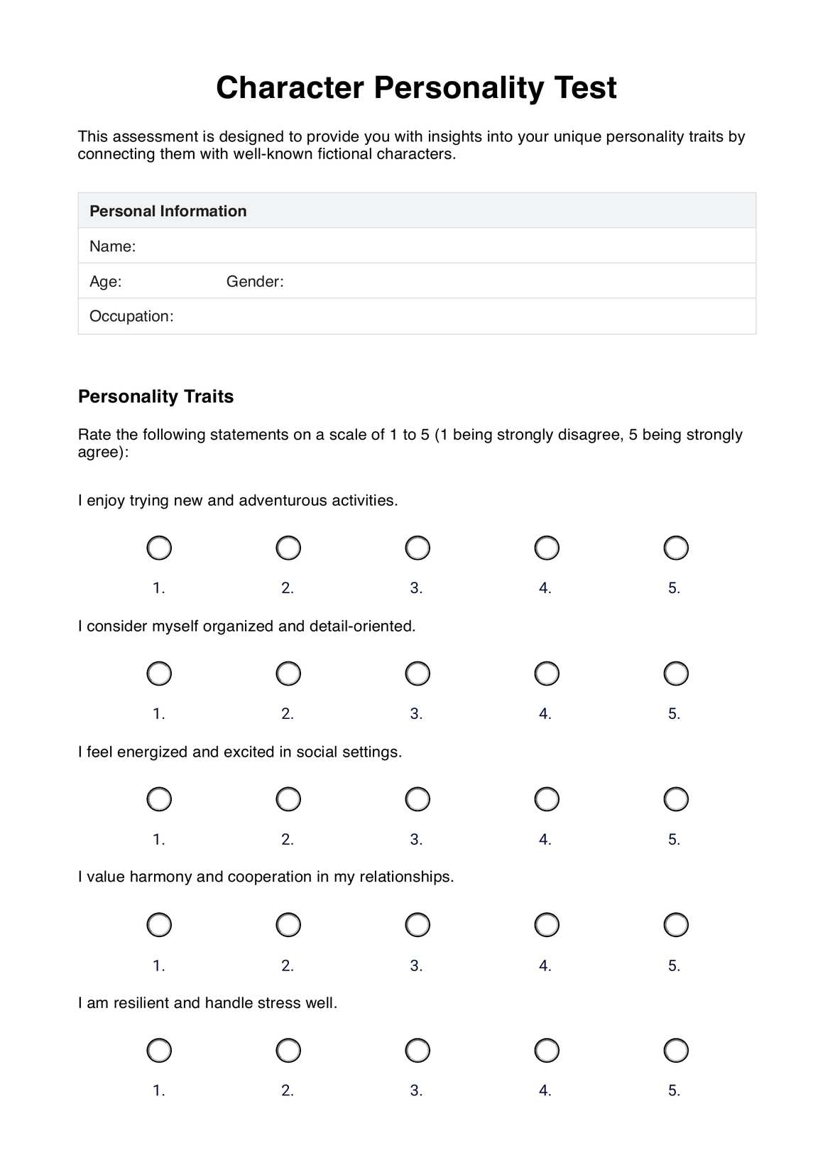 Free Free Printable Personality Test With Answers Download Free Free 