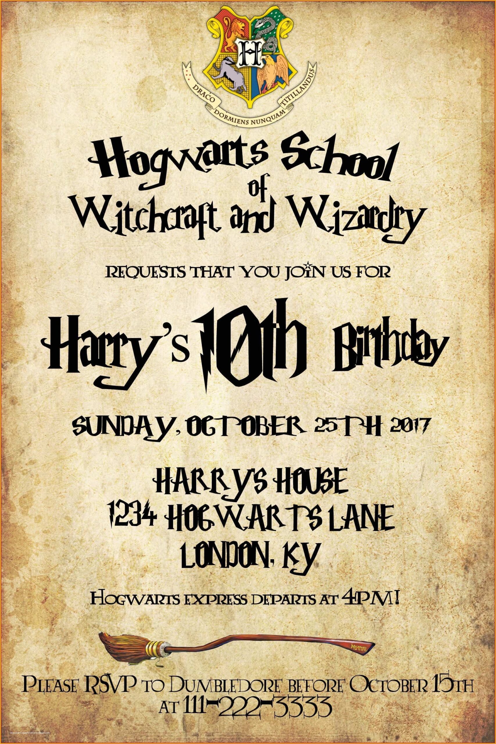 Free Harry Potter Invitations Template Printable Templates