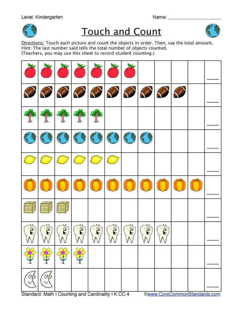 Free Kindergarten Common Core Worksheets Common Core Worksheets