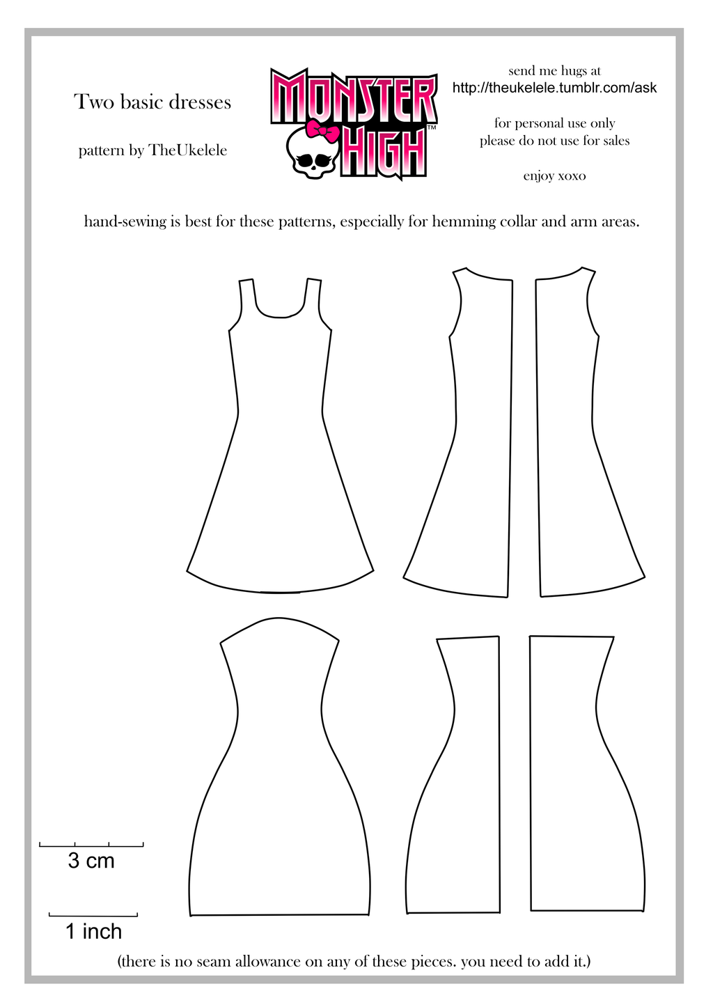Free Monster High Doll Clothes Patterns Printable Templates Free