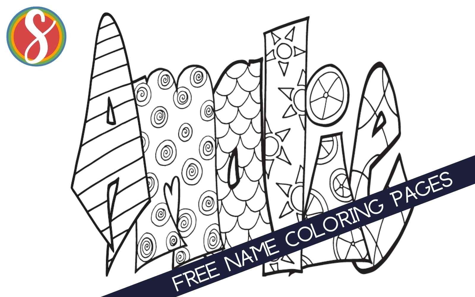 Free Name Coloring Pages Stevie Doodles