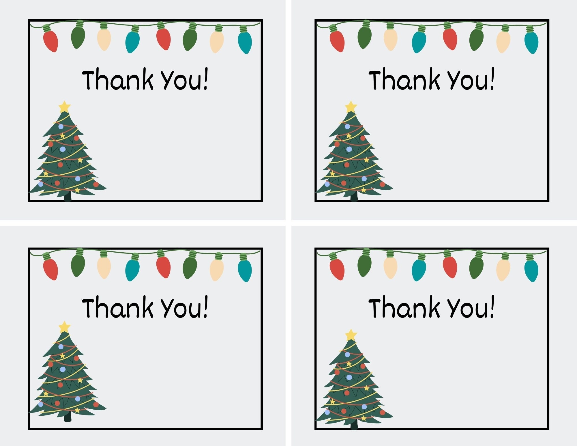 Free Printable Chritmas Thank You Cards
